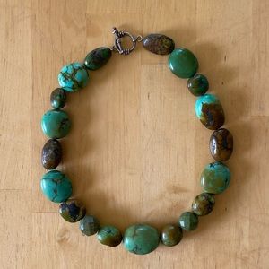 Real Turquoise necklace w/ silver clasp. 18” long